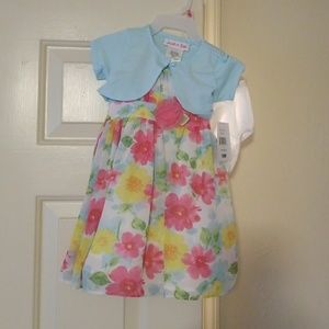 3 piece floral little girls dress